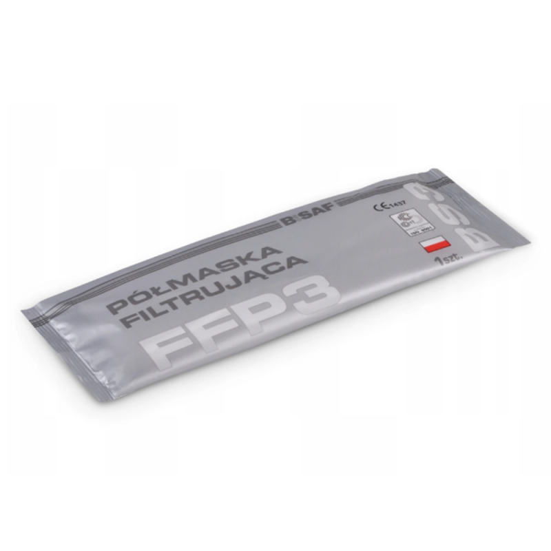 Maska z filtrem ffp3 Bisaf na gumkę kolor biały 15 szt
