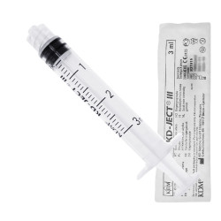 Strzykawka 3ml luer lock trzyczęściowa KD-JECT III 100szt