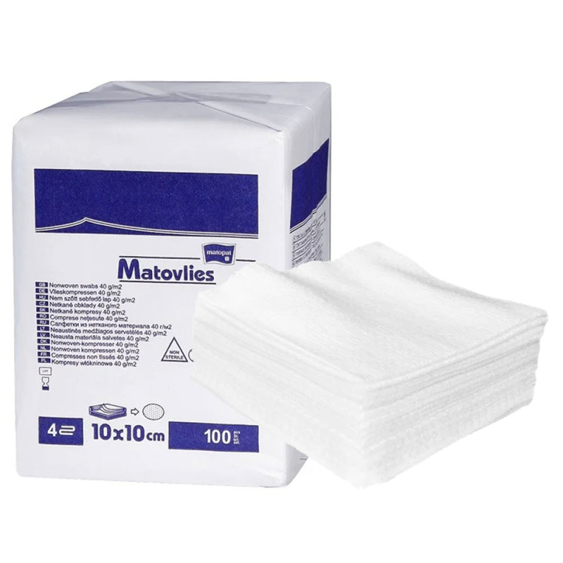 Kompres niejałowy 10x20 z wł&oacute;kniny 40g Matovlies 100szt torebka papierowa