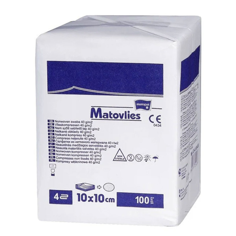 Kompres niejałowy 10x20 z wł&oacute;kniny 40g Matovlies 100szt torebka papierowa