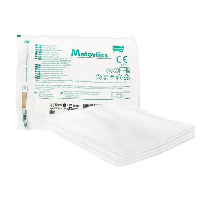 Kompres jałowy 5x5 z wł&oacute;kniny 40g Matovlies 5szt blister + TAG