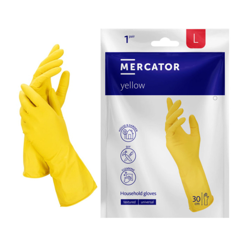 Rękawiczki gumowe L gospodarcze ż&oacute;łte lateksowe Ideall Yellow 1 para