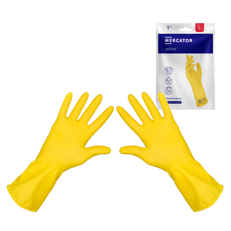 Rękawiczki gumowe L gospodarcze ż&oacute;łte lateksowe Ideall Yellow 1 para