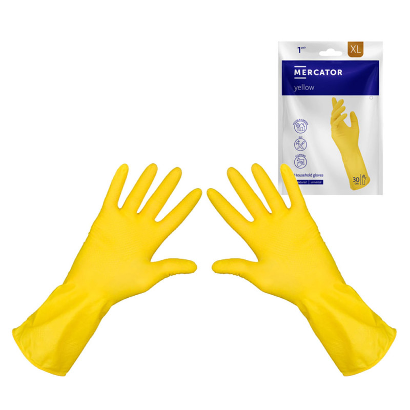 Rękawiczki gumowe XL gospodarcze ż&oacute;łte lateksowe Ideall Yellow 1 para