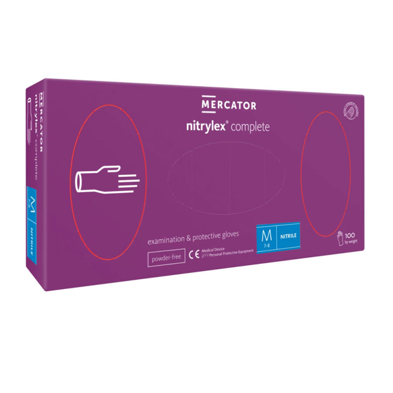 Rękawiczki nitrylowe M fioletowe Mercator Nitrylex Complete 100sztuk