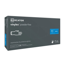 Rękawiczki winylowe M bezpudrowe Mercator Vinylex transparentne 100szt karton 10op