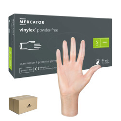 Rękawiczki winylowe S bezpudrowe Mercator Vinylex transparentne 100szt karton 10op