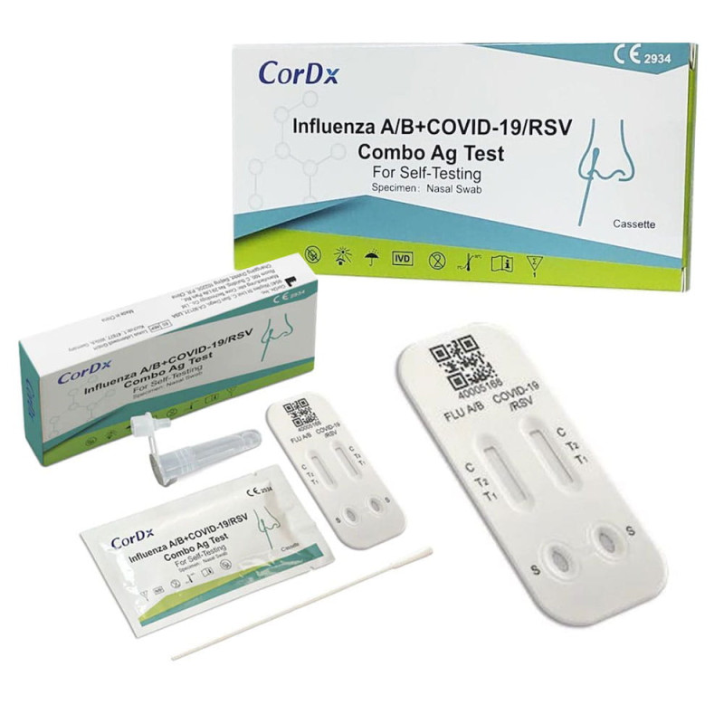 Test combo 4w1 CorDx wymazowy test na RSV grypa A grypa B sars-cov do samokontroli 1szt