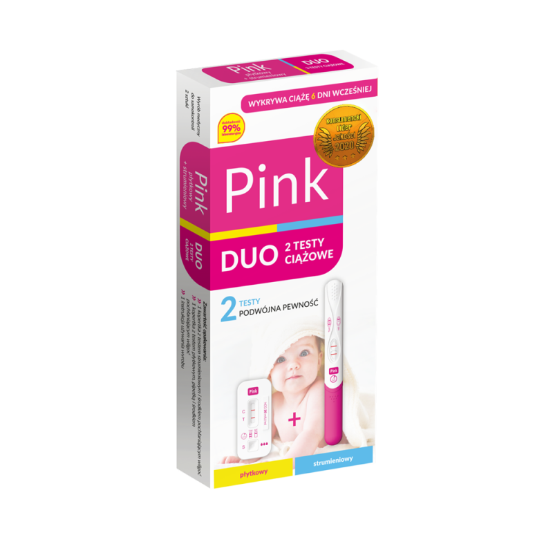 Test ciążowy płytkowy + strumieniowy 2w1 Pink duo 10 ml/U 1szt