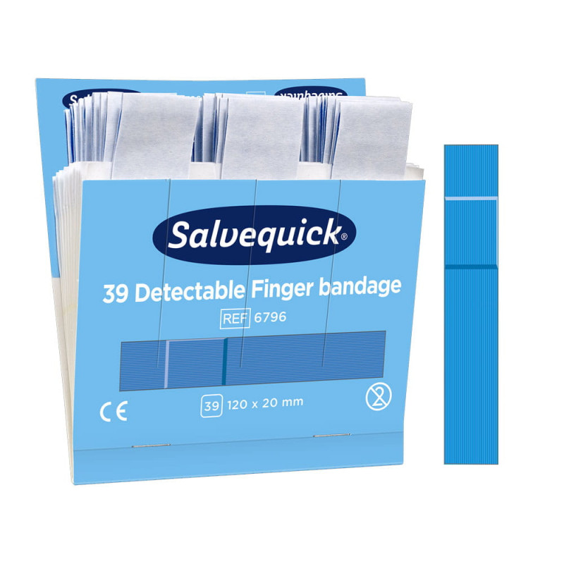 Długie niebieskie plastry wykrywalne Cederroth Salvequick 39 szt.