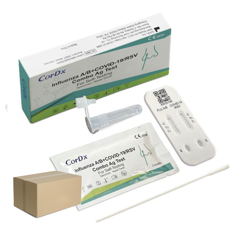 Test combo 4w1 CorDx wymazowy test na RSV grypa A grypa B sars-cov do samokontroli 100szt