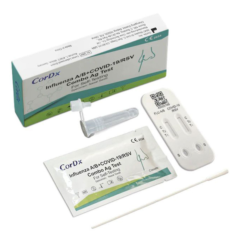 Test combo 4w1 CorDx wymazowy test na RSV grypa A grypa B sars-cov do samokontroli 100szt