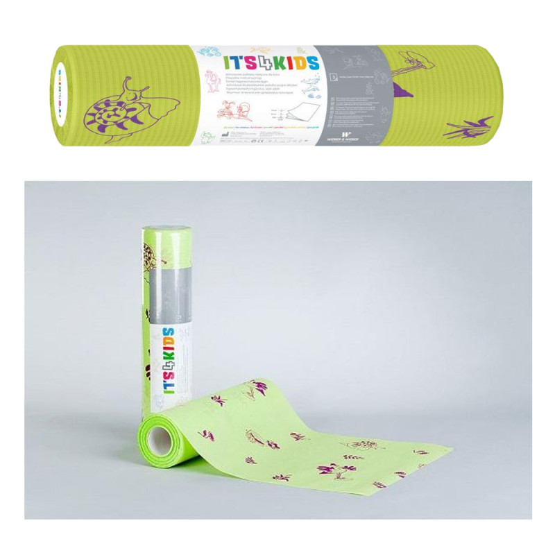 Podkład dla dzieci na rolce 33cm x 50cm limonkowy podfoliowany 54g Its4kids 50szt