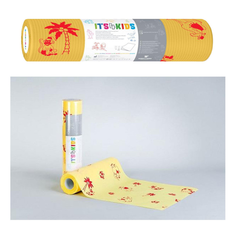 Podkład dla dzieci na rolce 33cm x 50cm ż&oacute;łty podfoliowany 54g Its4kids 600szt