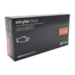 Rękawiczki nitrylowe XL czarne Mercator Nitrylex Black 100sztuk