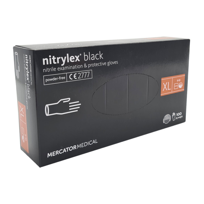 Rękawiczki nitrylowe XL czarne Mercator Nitrylex Black 100sztuk
