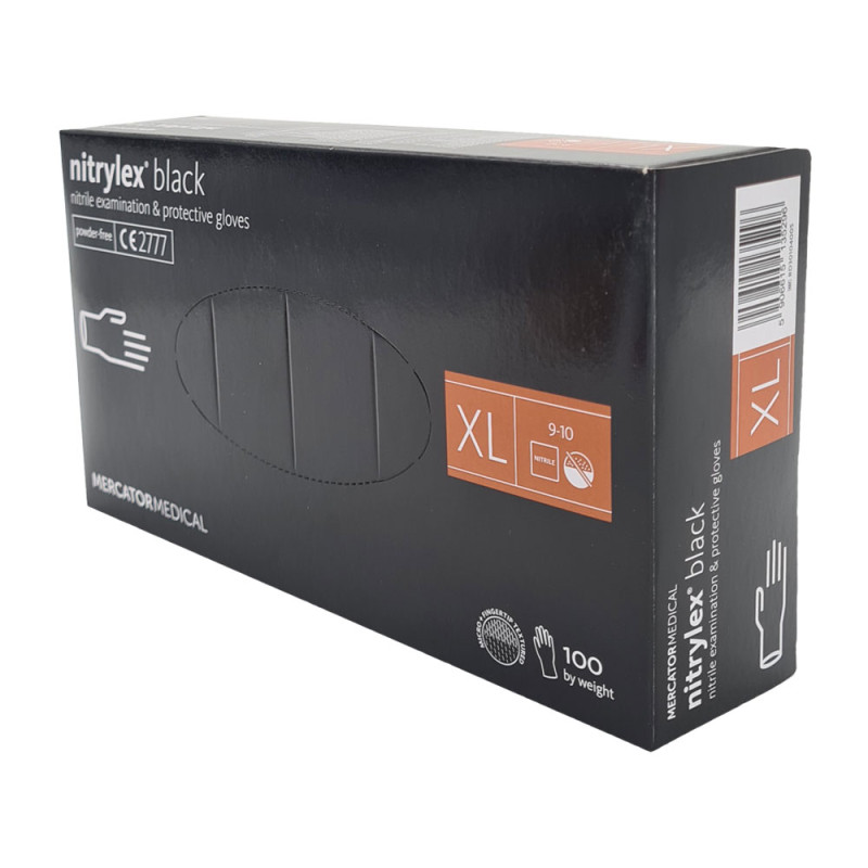 Rękawiczki nitrylowe XL czarne Mercator Nitrylex Black 100sztuk