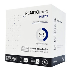 Plastry poiniekcyjne wł&oacute;kninowe z opatrunkiem 4cm x 5m z nacięciem co 2 cm Plastomed Inject 250szt