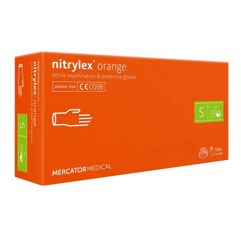 Rękawiczki nitrylowe S pomarańczowe Mercator Nitrylex Orange 100sztuk