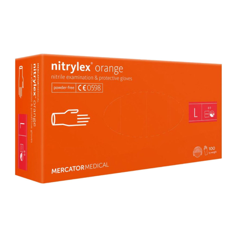 Rękawiczki nitrylowe L pomarańczowe Mercator Nitrylex Orange 100sztuk