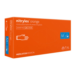 Rękawiczki nitrylowe M pomarańczowe Mercator Nitrylex Orange 100sztuk karton 10op