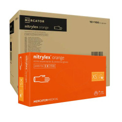 Rękawiczki nitrylowe XS pomarańczowe Mercator Nitrylex Orange 100sztuk karton 10op