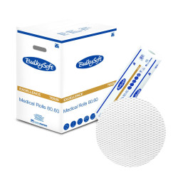 Podkład medyczny na rolce 60cm x 80m biały 17g BulkySoft Premium 6 rolek (1260odcink&oacute;w 60cm x 34cm)