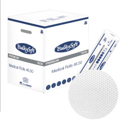 Podkład medyczny na rolce 50cm x 46m biały 17g BulkySoft Premium 9 rolek (1215odcink&oacute;w 50cm x 34cm)