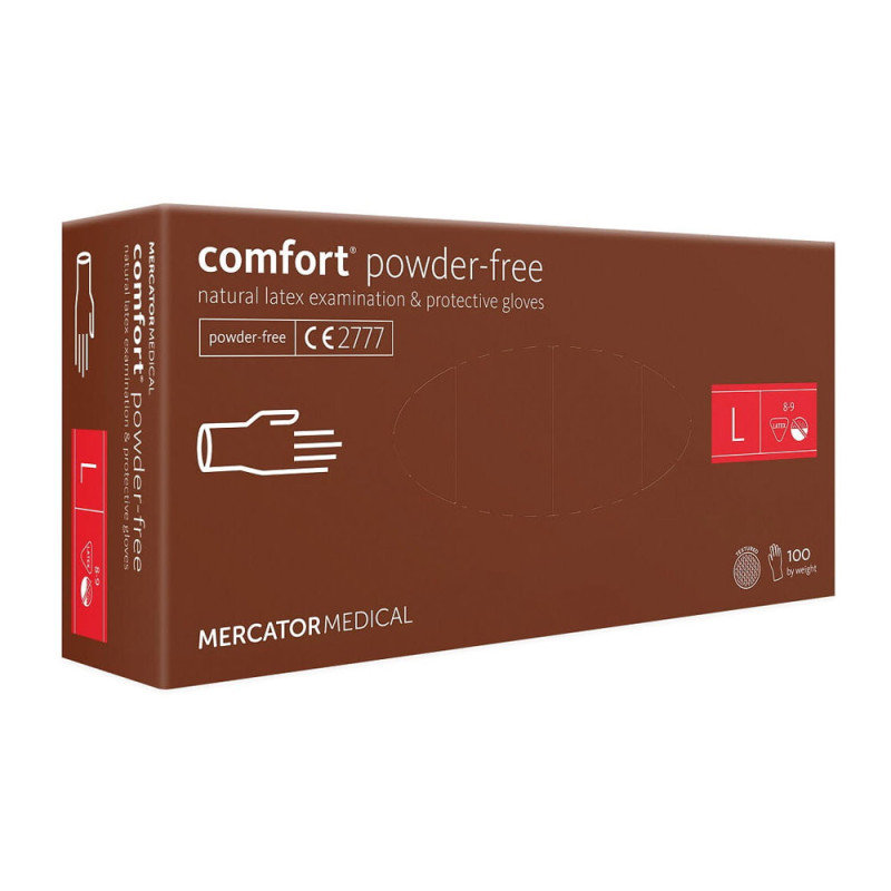 Rękawiczki lateksowe L Mercator Latex Comfort powder-free bezpudrowe 100szt