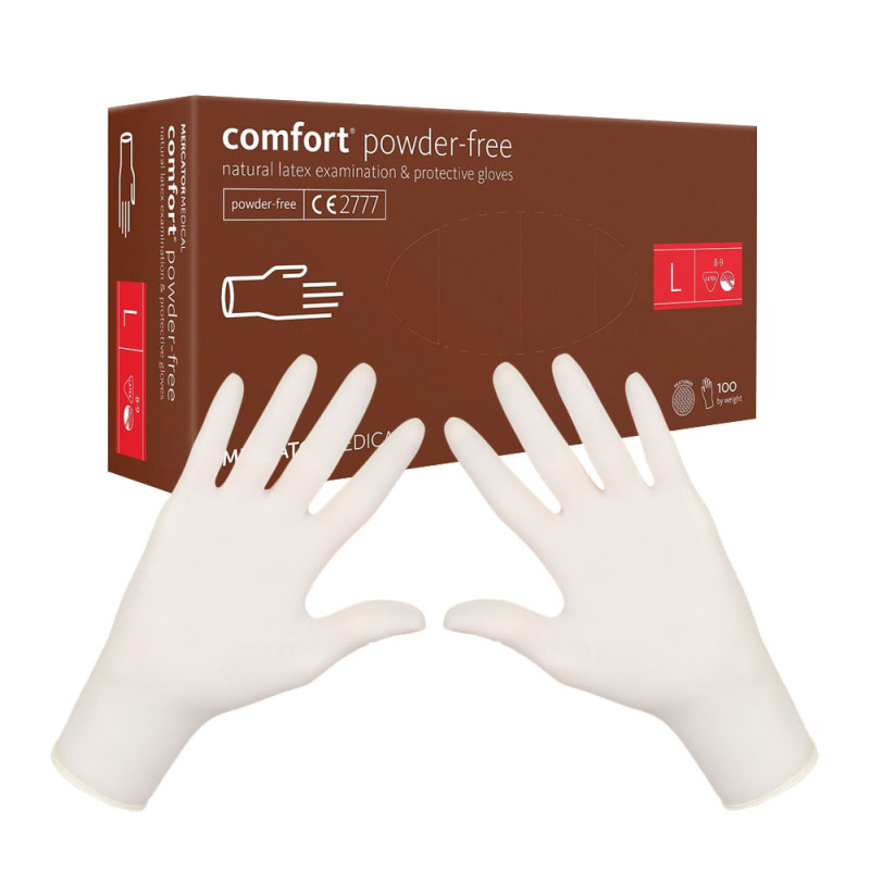 Rękawiczki lateksowe L Mercator Latex Comfort powder-free bezpudrowe 100szt