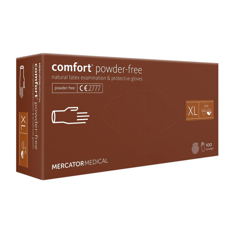 Rękawiczki lateksowe XL Mercator Latex Comfort powder-free bezpudrowe 100szt