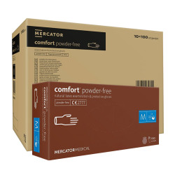 Rękawiczki lateksowe M Mercator Latex Comfort powder-free bezpudrowe 100szt karton 10op