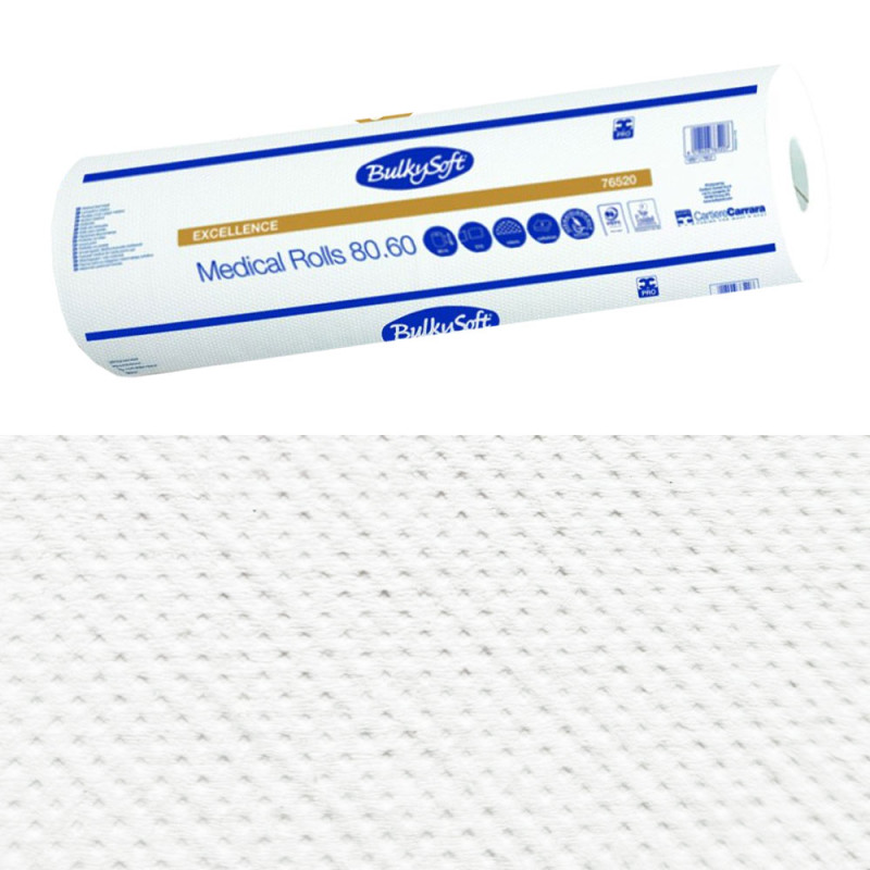 Podkład medyczny na rolce 60cm x 80m biały 17g BulkySoft Premium 1 rolka (210odcink&oacute;w 60cm x 34cm)