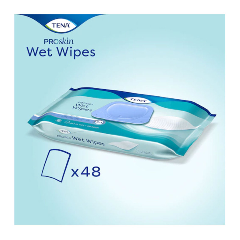 Nawilżane chusteczki do mycia sk&oacute;ry do codziennego stosowania Tena ProSkin Wet Wipes 48szt