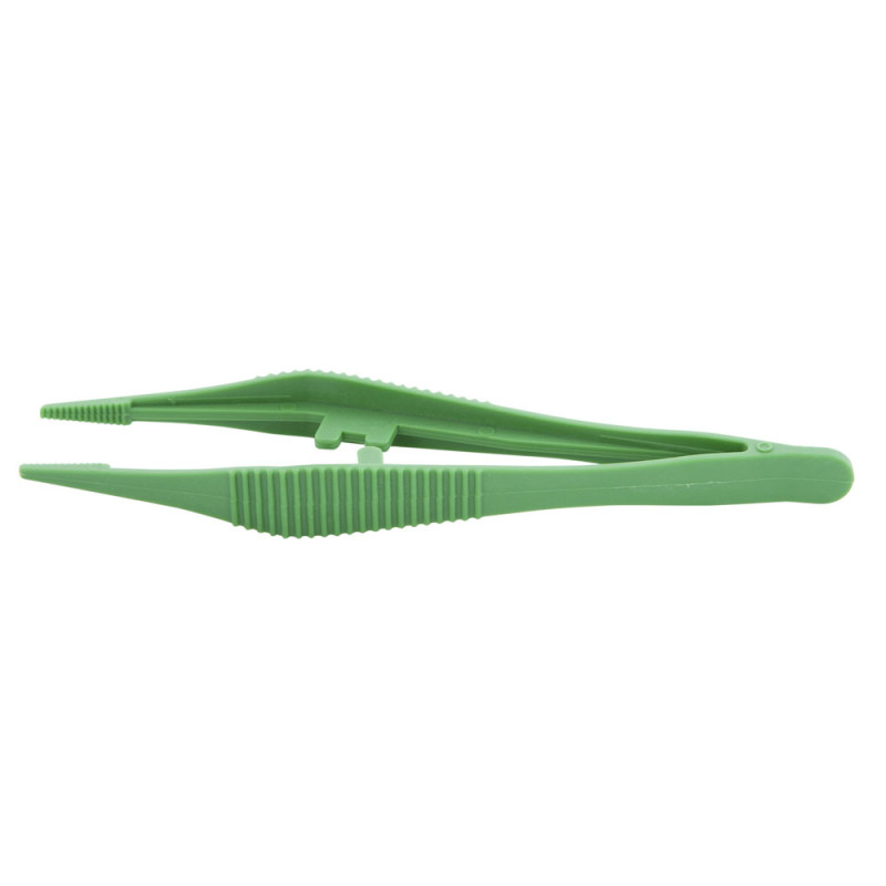 Pęseta anatomiczna 13cm plastikowa zielona jałowa 20 szt