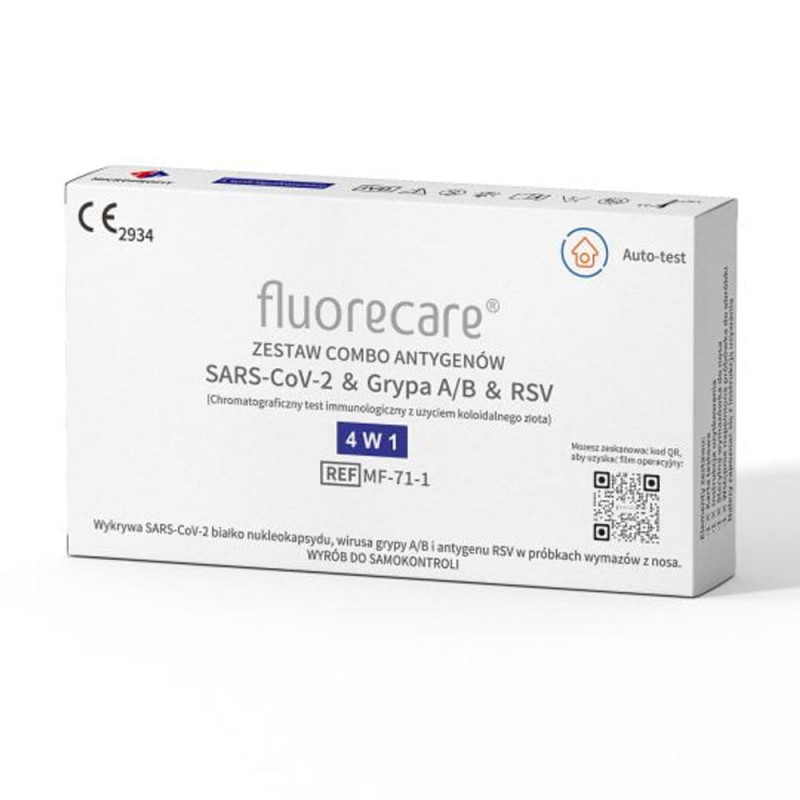 Fluorecare test combo 4w1 wymazowy test na RSV grypa A grypa B sars-cov do samokontroli 1szt