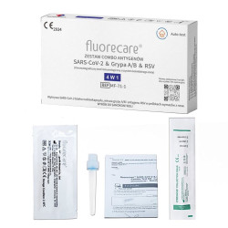Fluorecare test combo 4w1 wymazowy test na RSV grypa A grypa B sars-cov do samokontroli 100szt