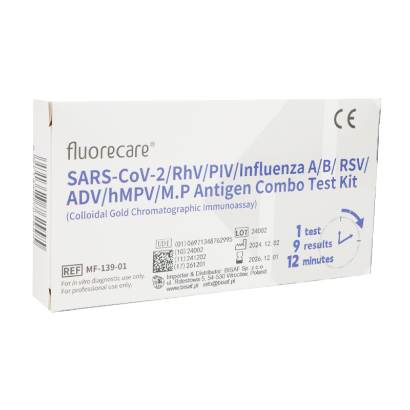 Combo test fluorecare 9w1 grypa A+B / hMPV / SARS-COV / RSV / ADV / RhV / PIV / Mycoplasma 100szt