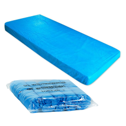 Prześcieradło nieprzemakalne 90cm x 210cm niebieskie z gumką pokrowiec na materac Med Comfort 10szt x 10op