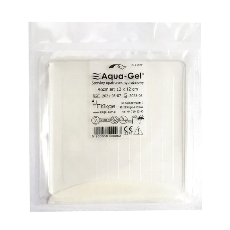 Sterylny opatrunek hydrożelowy Aqua-gel 12cm x 12cm do leczenia ran i oparzeń 5szt