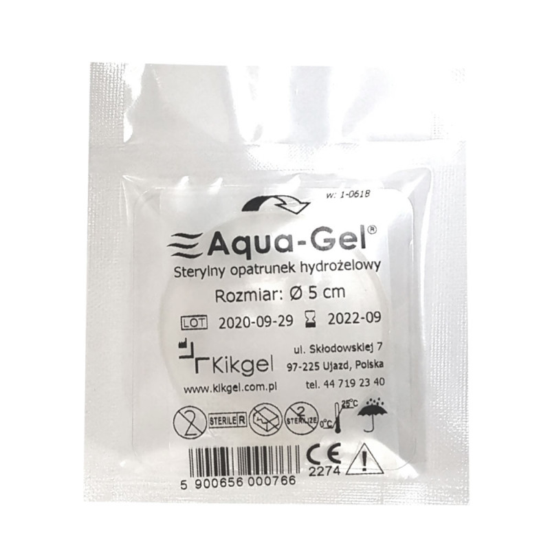 Sterylny opatrunek hydrożelowy Aqua-gel 5cm do leczenia ran i oparzeń 5szt