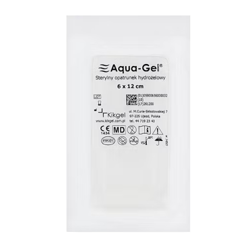 Sterylny opatrunek hydrożelowy Aqua-gel 6cm x 12cm do leczenia ran i oparzeń 5szt