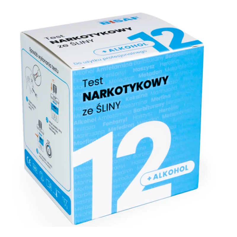 Test narkotykowy ze śliny na 12 substancji + alkohol dla profesjonalist&oacute;w 1 szt