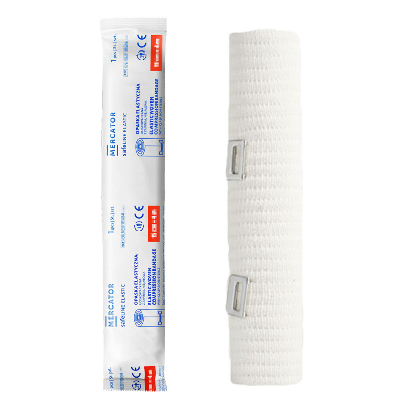 Opaska elastyczna uciskowa z 2 zapinkami 15cm x 4m O-safeline Elastic niejałowa papier 1 szt