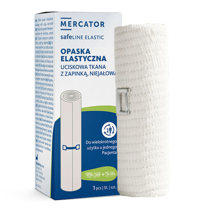 Opaska elastyczna uciskowa z zapinką 10cm x 5m O-safeline Elastic niejałowa kartonik 1 szt