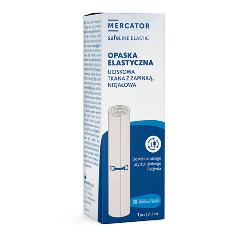 Opaska elastyczna uciskowa z zapinką 12cm x 5m O-safeline Elastic niejałowa kartonik 1 szt