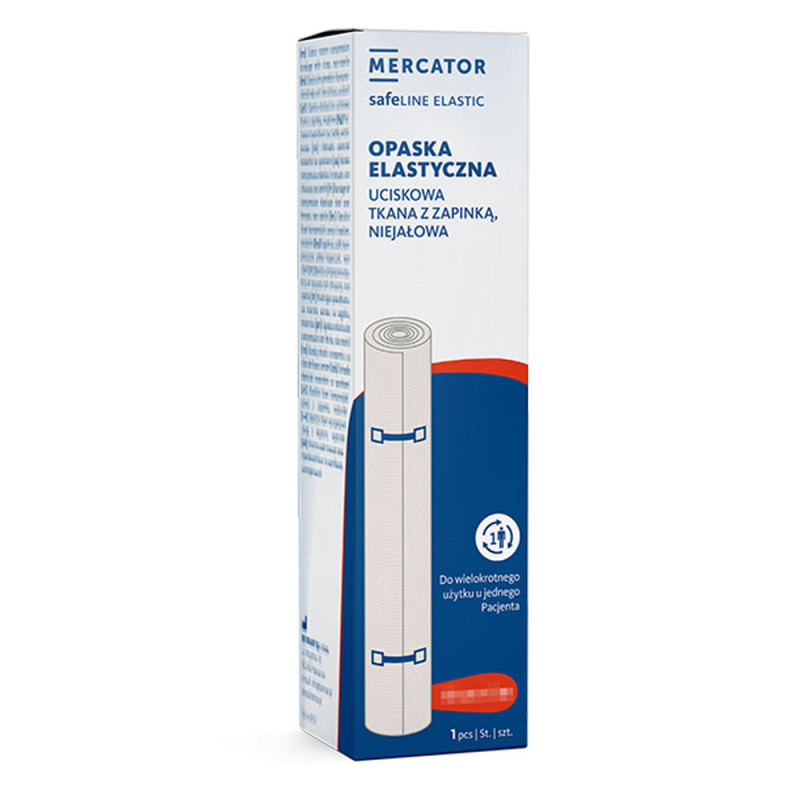 Opaska elastyczna uciskowa z zapinką 15cm x 5m O-safeline Elastic niejałowa kartonik 1 szt