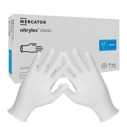 Rękawiczki nitrylowe M białe Mercator Nitrylex Classic white 100sztuk