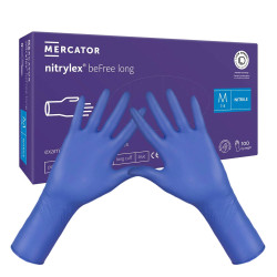 Rękawiczki nitrylowe M niebieskie Mercator nitrylex beFree long 100szt karton 10op