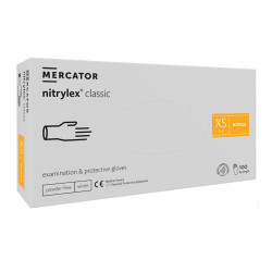 Rękawiczki nitrylowe XS białe Mercator Nitrylex Classic white 100szt karton 10op